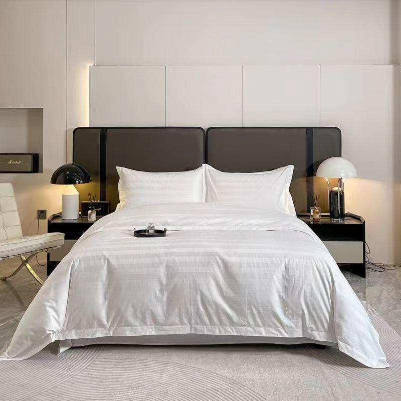Hotel Linned Stripes Poly-Cotton Bed Sheet Set