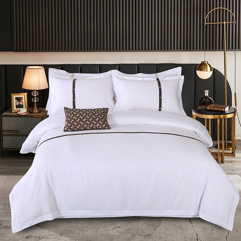 Solid Poly-Cotton Hotel Linned Seng-sæt
