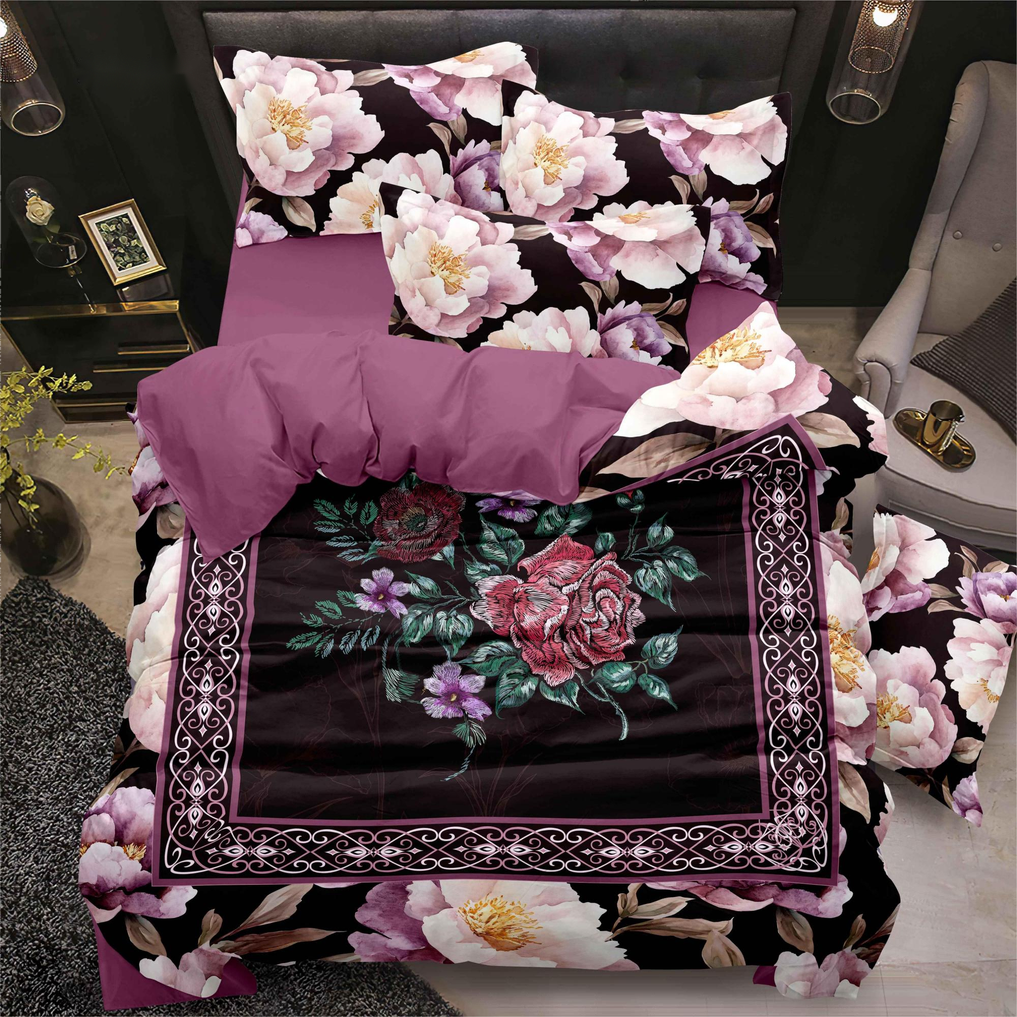 Soft Flower Digital Printed Bed Sheet Set Stilfuld