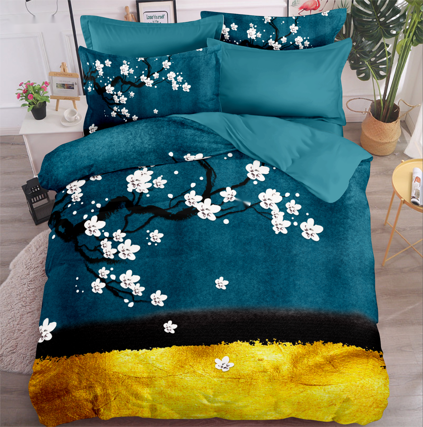 Digital trykt leater Set Flower Sleek Design