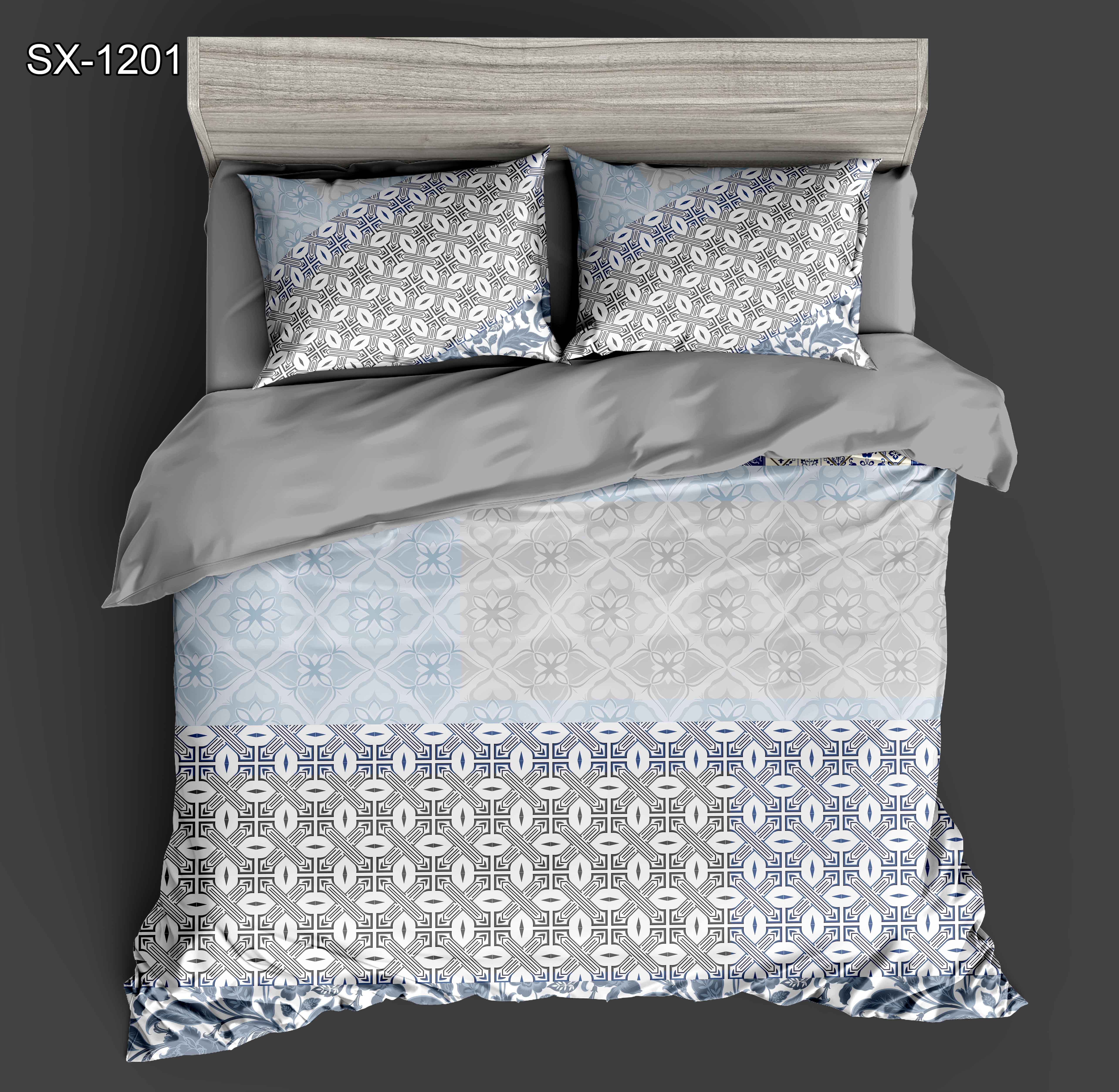 5D Digital Printed Bed Sheet Set med geometrisk mønsterdesign