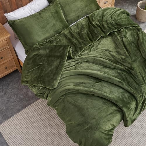 Forest Green Velvet Dynesæt – Ultrablødt quiltet 3-delt sengesæt