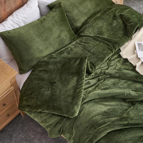 Forest Green Velvet Dynesæt – Ultrablødt quiltet 3-delt sengesæt